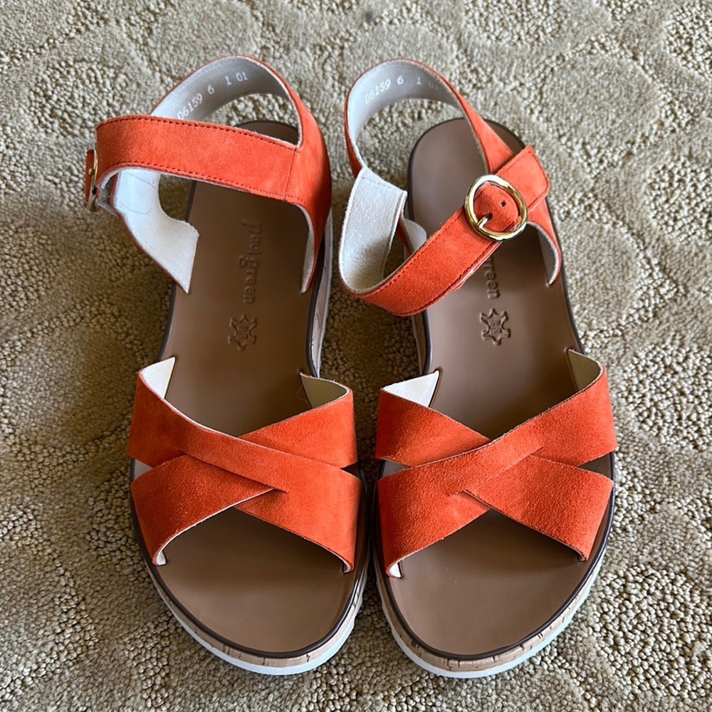 Paul Green Orange Strappy Sandals size 8.5